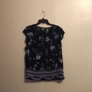 NY&C Navy Blue Peasant Top